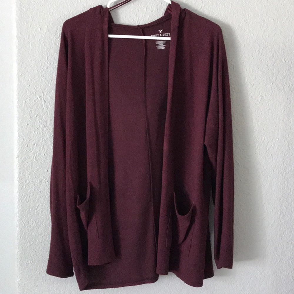 small burgundy cardigan